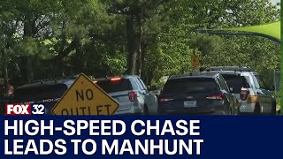 Manhunt underway in suburbs after high-speed chase