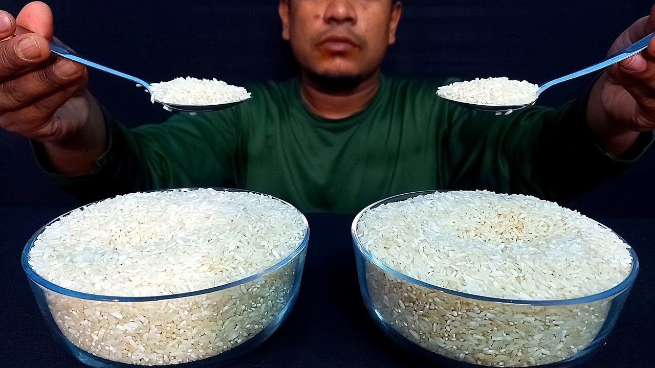EATING SHOW HARD RAW RICE | RAW RICE EATING ASMR | RAW RICE | EATING ...