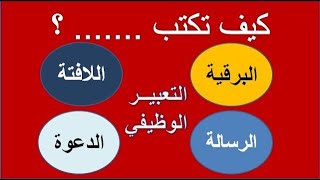 طريقة كتابة البرقية واللافتة والرسالة والدعوة للمرحلة الابتدائية والاعدادية | التعبير الوظيفى