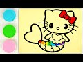 Sand Painting, Drawing, Coloring and Rhymes Song Hello Kitty Mermaid for Kids and Toddlers
