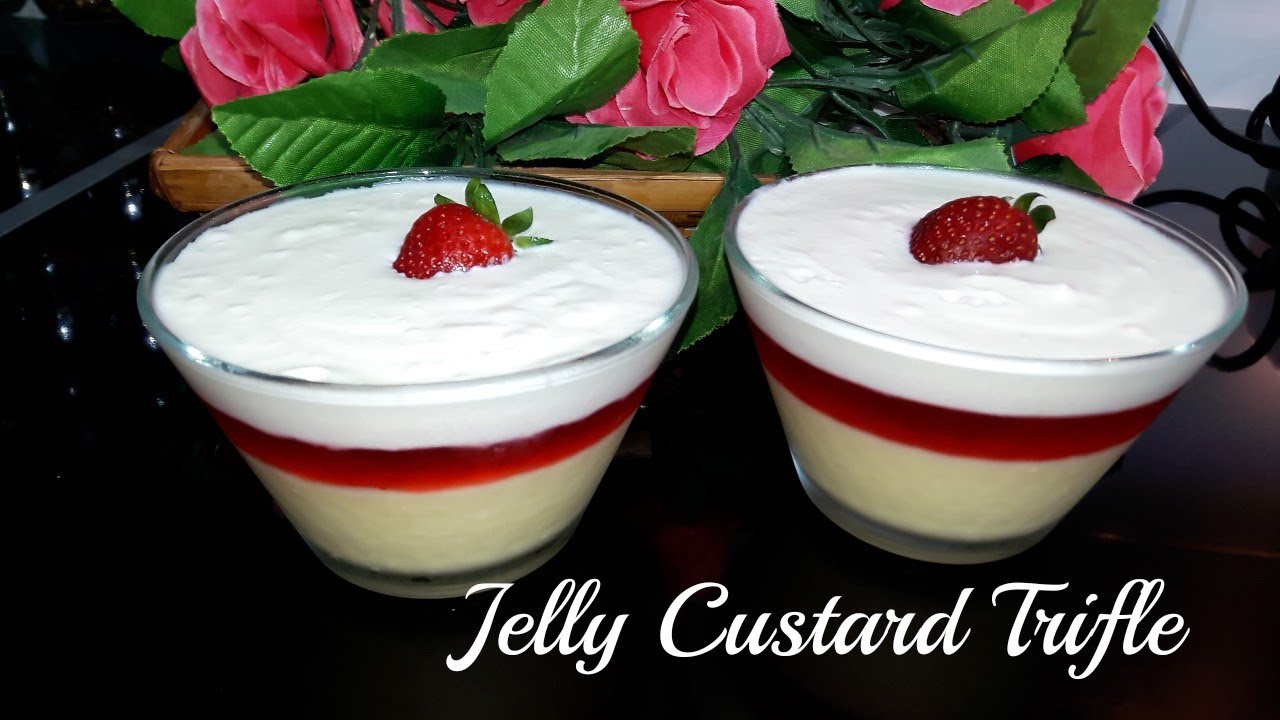 Easy Jelly Custard Trifle 3 Layer Custard Trifle Pudding Easy Dessert Easy Jelly Custard Trifle 3 Layer Custard Trifle Pudding Easy Dessert