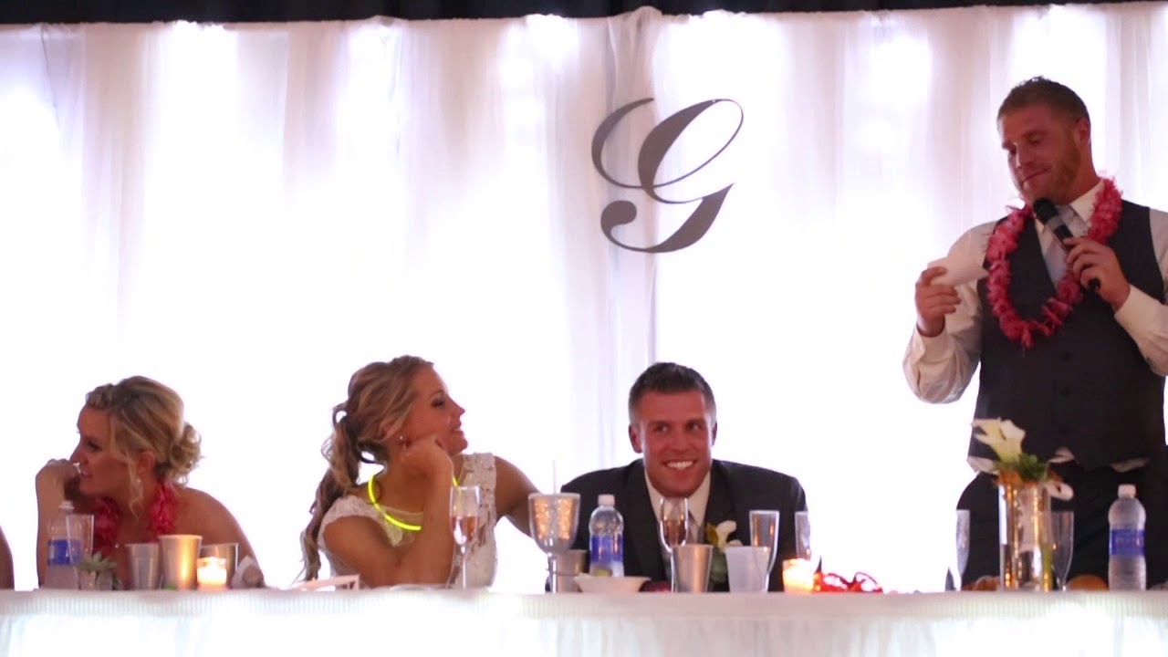 Groom gets roasted at his wedding reception