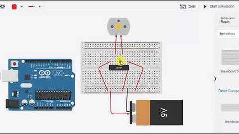 L293D, DC motor and Arduino - Tinkercad simulation