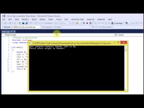 Pounds to Kg Calculator C++ Code (Visual Studio)