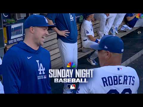 Tarik Skubal joins Los Angeles Dodgers in dugout after trade | Sunday Night Baseball | MLB on NBC