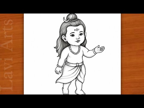 Baby bholenath pencil drawing | Lord shiva mahadev drawing for kids | God drawing | Chitrakala 