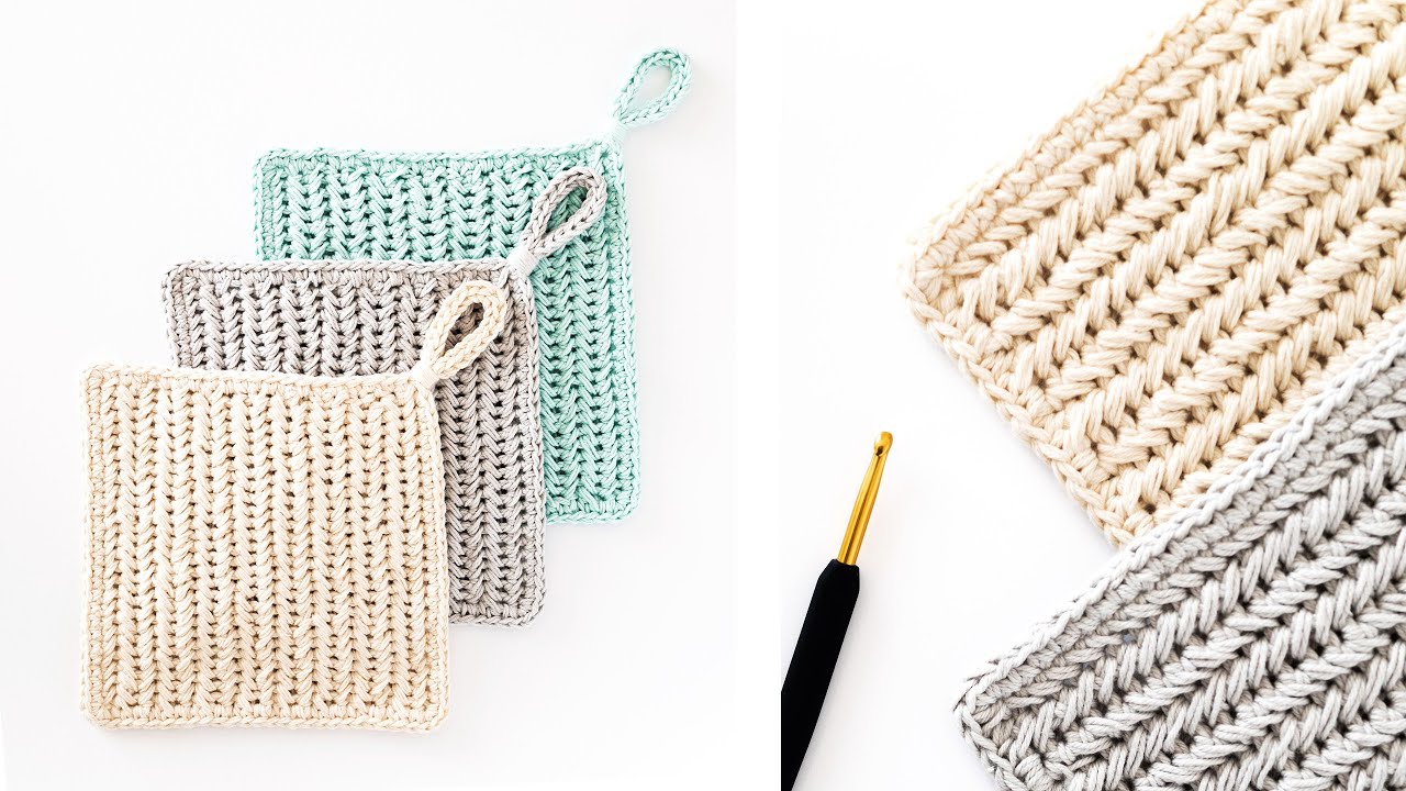 Easy Crochet Potholder (Wait until you see this yarn!) - Stitching Together