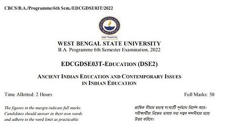 West Bengal State University BA Education General 6th Semester DSE Question Paper
