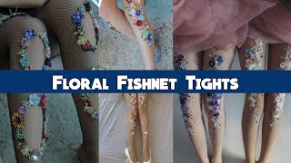 Designer Embroidered Fishnet Tights Floral Fishnet Tights For Girls