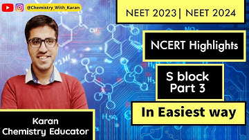NCERT Highlights | S block 03| Inorganic  easiest way | NEET 2023 | NEET 2024
