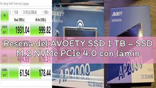 Reseña del AVOETY SSD 1 TB – SSD M.2 NVMe PCIe 4.0 con lámina de refrigeración de grafeno, Velocidad