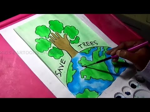 How To Draw Save Trees Drawing Easy | Save Trees Drawing | ES art & craft -  YouTube