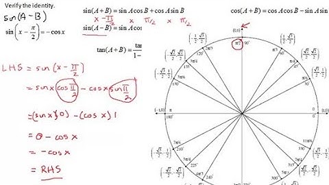 Verify Trigonometric Identity Using Difference Formula for Sine Function: sin(x-pi/2)=-cosx