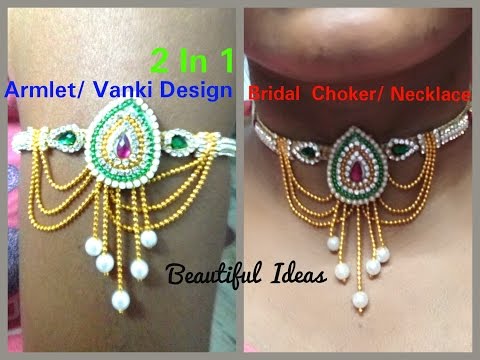 DIY//How to make silk thread Armlet/Vanki Design/Bridal Choker Necklace/2in1..Tutorial