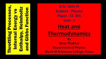 Lecture 2, B.Sc.Sem III, Physics Paper : 301, Unit 1: Heat and Thermodynamics