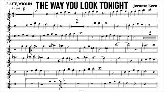 The Way You Look Tonight Flute Violin Sheet Music Backing Track Partitura Single Page for Screenshot