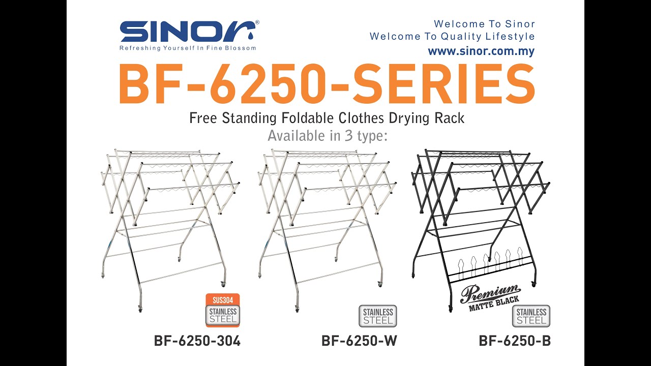 Sinor Rack Drying Sinor Free Standing Clothes Drying Rack BF-6250 Series - YouTube