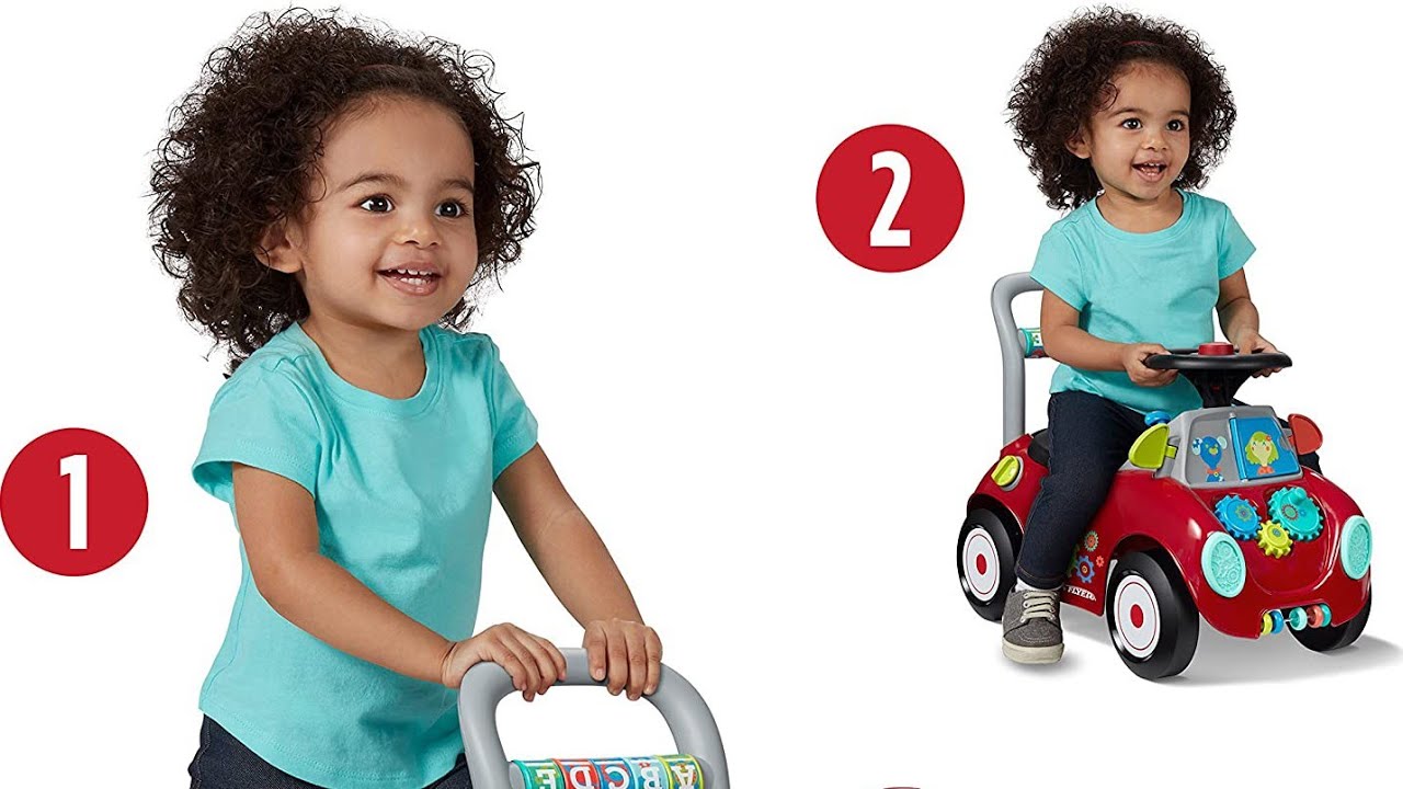 Radio Flyer Busy Buggy, Sit to Stand Toddler Ride On Toy, Ages 13, Red