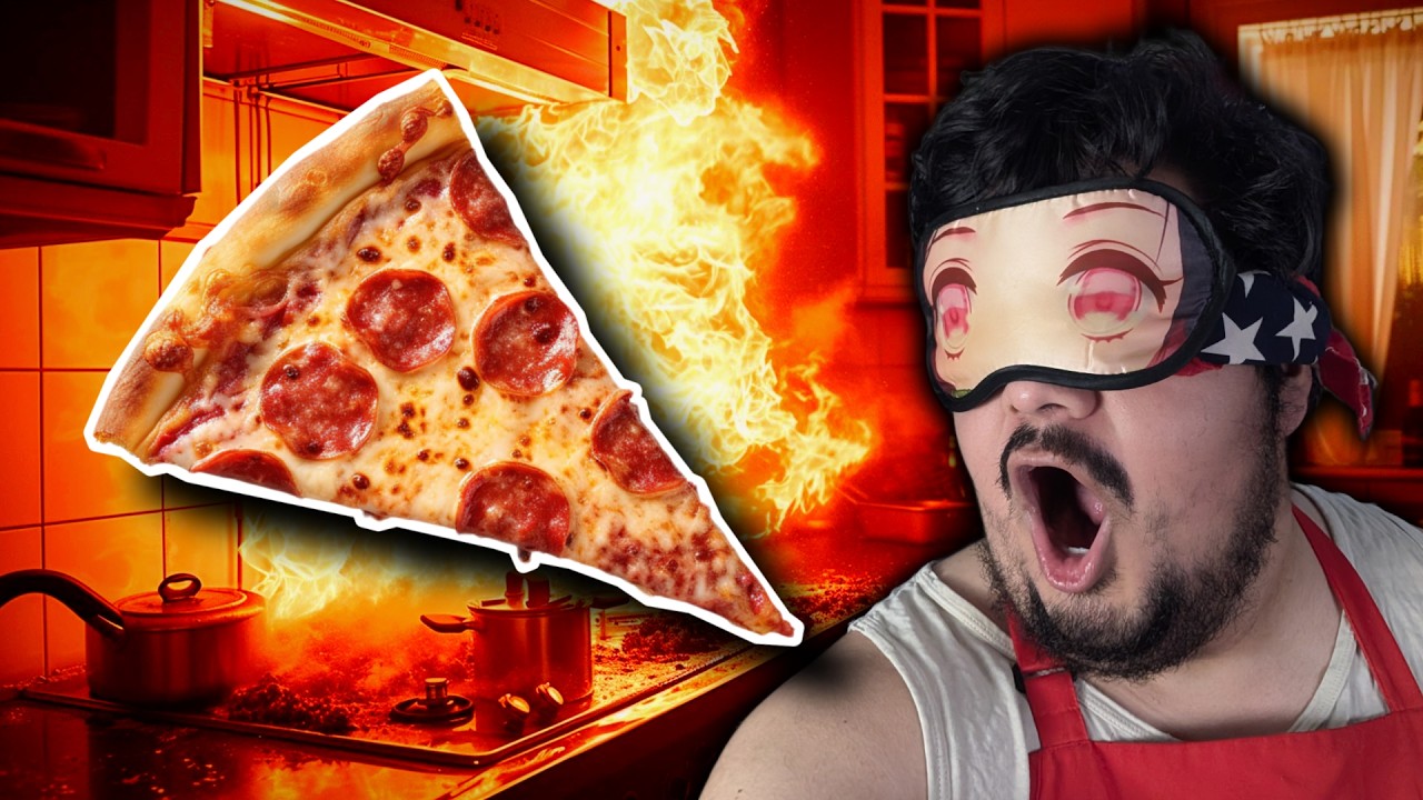 making pizza from scratch BLINDFOLDED