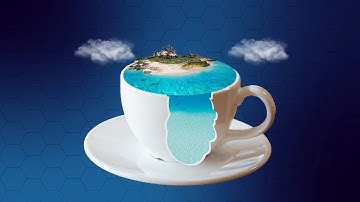 Photo manipulation in canva | How to Insert island into coffee cup