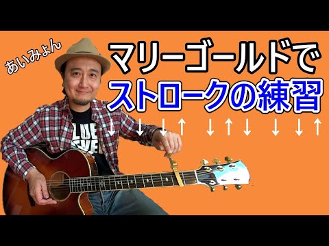 マリーゴールド（あいみょん）の「ストローク」を練習をするためだけの動画です（リズムにあわせてタイミング良くストロークを弾く練習ね）【ギター初心者レッスン】