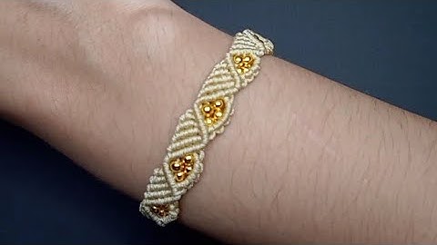 Como fazer pulseira Macrame com miçangas/Tutorial passo a passo