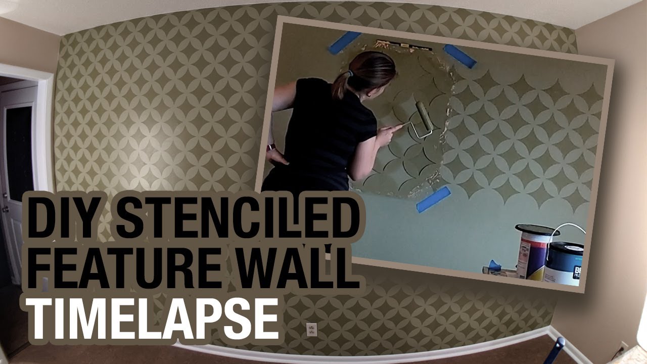 DIY Stenciled Feature Wall Timelapse - Painted Wallpaper