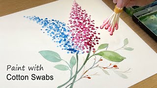 Cotton swabs painting technique / Easy basic painting step by step