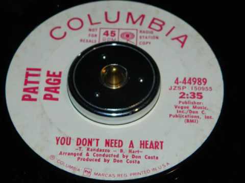 Patti Page - You Don't Need A Heart - YouTube
