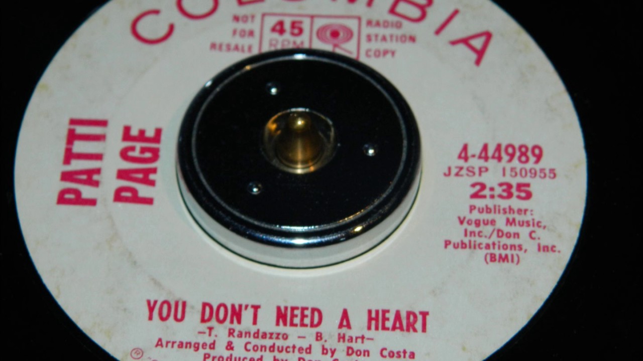 Patti Page - You Don't Need A Heart - YouTube