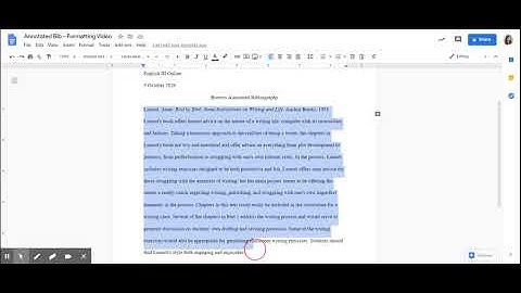 Annotated Bib - Formatting Video - Google Docs
