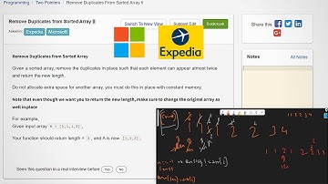 7.14 REMOVE DUPLICATES FROM SORTED ARRAY II (Two Pointers)-Interviewbit #twopointers#interview