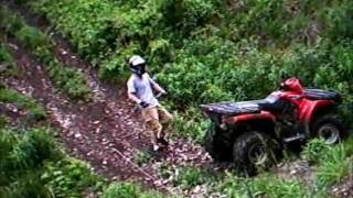 ATV crash Polaris 4x4 sportsman rolling down  a hill ( sideways )