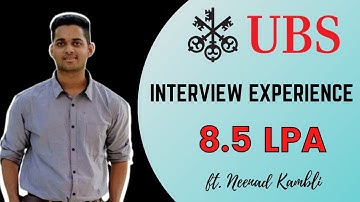 UBS - Placement Interview Experience | 8.5 LPA | 2021 |#2