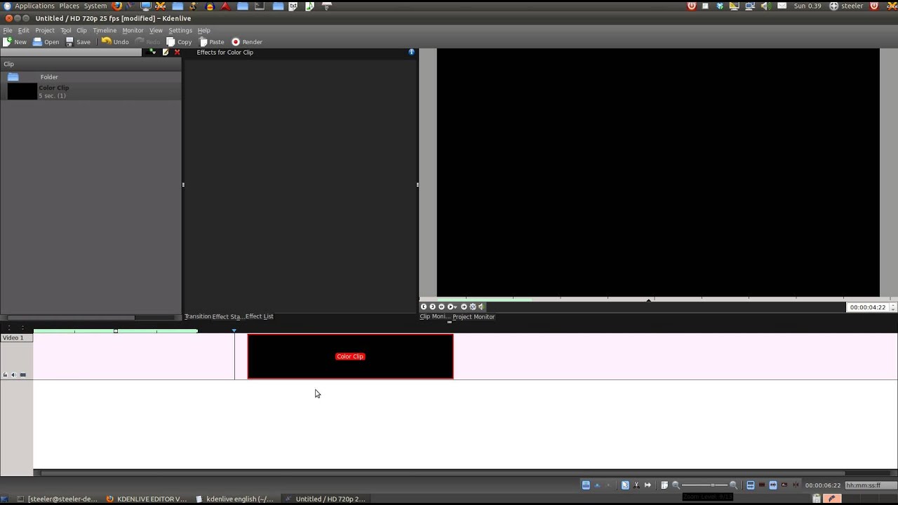 KDENLIVE cut clip timeline options timeline (down menu) YouTube