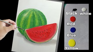 How to paint a watermelon 🍉 / acrylic painting tutorial for beginners