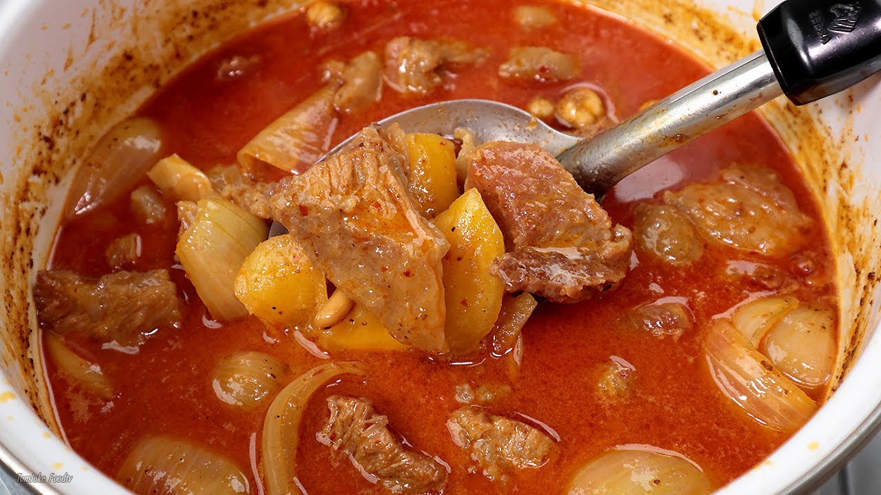 แกงมัสมั่นเนื้อ เนื้อนุ่มไม่เหนียวอร่อย น้ำแกงหอมเข้มข้น Beef Massaman Curry