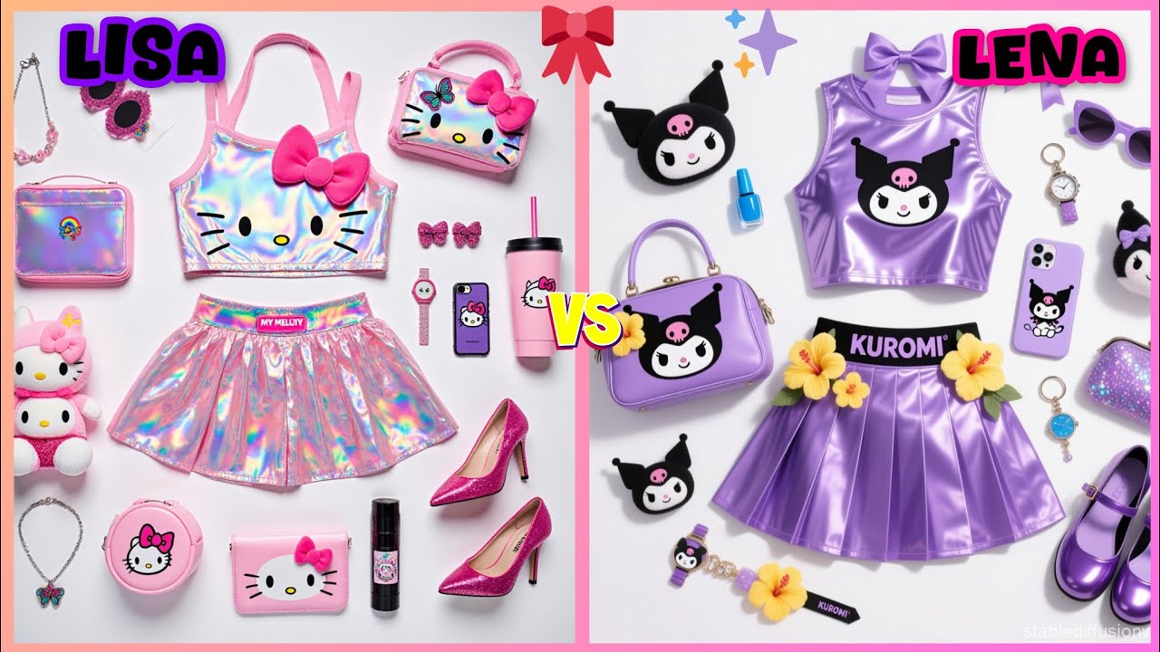 Lisa vs Lena 💕// Hello kitty 🐈 vs Korumi Collection 💜 // #lisaorlena #costume #viral #fashion 