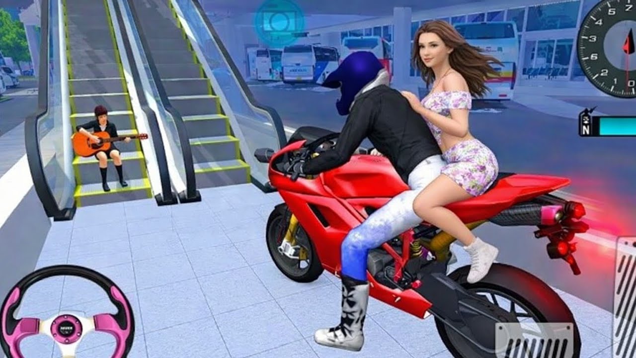 🔥Red Super Bike Extreme Stunt Ride 💥 From Rocket Launch Pad l 3D Driving Class Simulator 