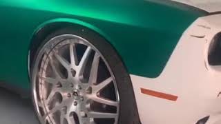 2015 Dodge Challenger Wrapped In Satin Green Chrome ak bigg wagon