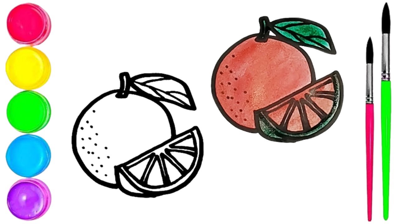 How To Draw  cute Orange Drawing, Painting & water Coloring For Kids and Toddlers_🌈🎨