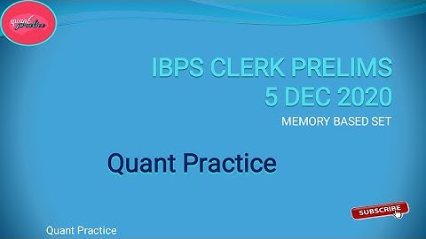 IBPS CLERK MEMORY BASED // 5 DEC 2020