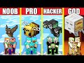 Minecraft Battle: SKY MOB STATUE HOUSE BUILD CHALLENGE - NOOB vs PRO vs HACKER vs GOD / Animation