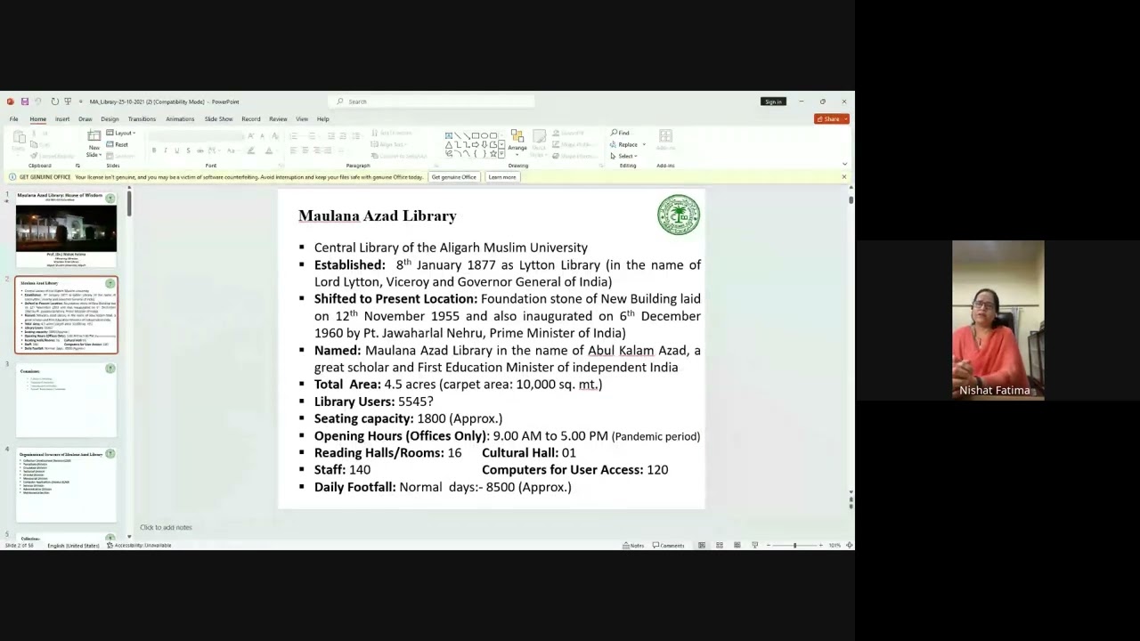 FIP20 Prof  Nishat Fatima Librarian  M A  Library, AMU M A  Library And e Resources 2024 03 04 09 03