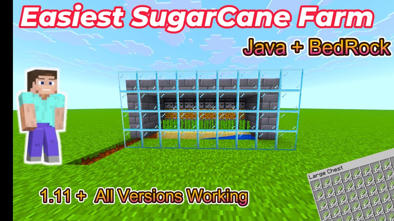 Minecraft Automatic Sugarcane Farm Easy to Bulid 👍 (Java and Bedrock ...