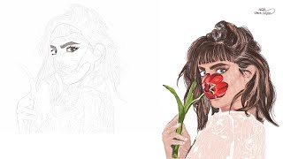 Silence speaks in petals | Digital Illustration 🌷✨