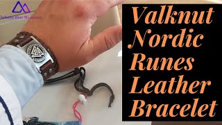 Valknut Nordic Runes Leather Bracelet