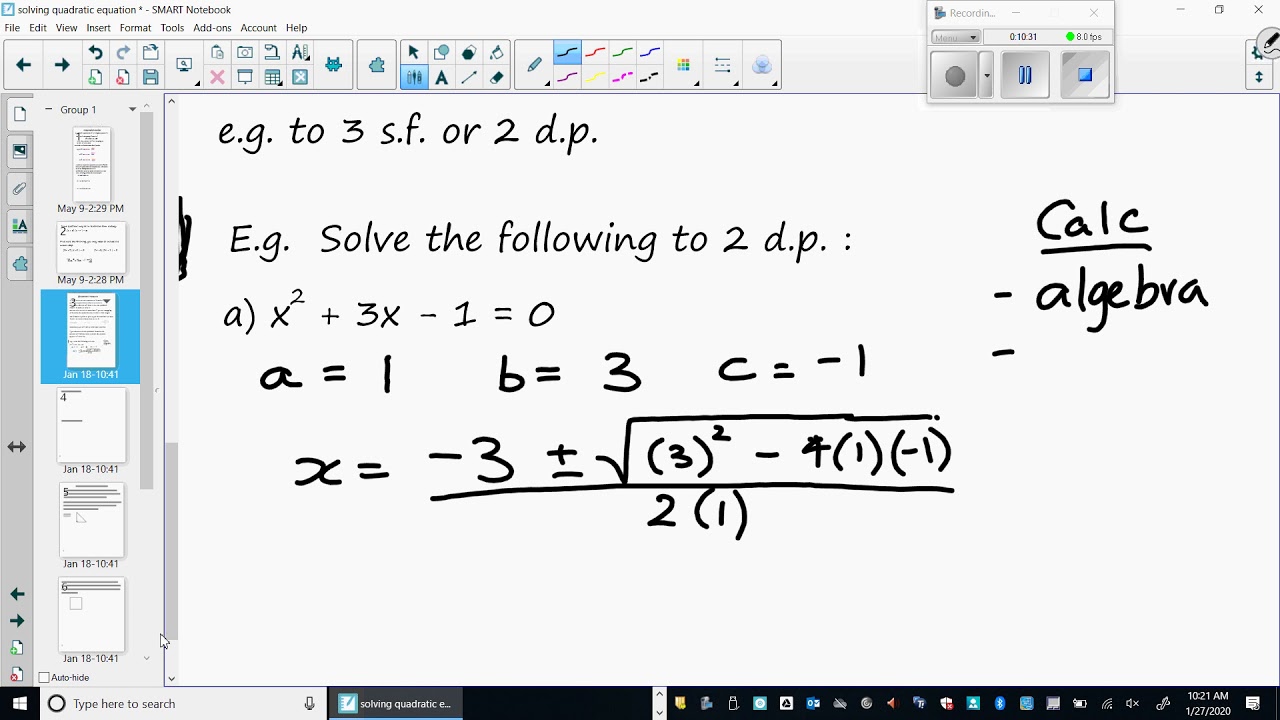 solving quadratic equations part 2 formula - YouTube