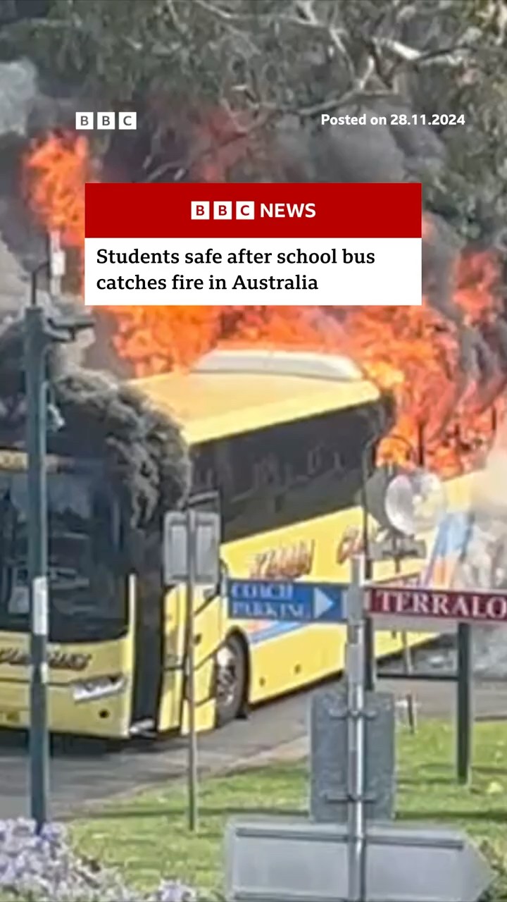 Students safe after school bus catches fire in Australia. #Australia #BBCNews