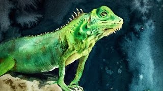 Time Lapse Watercolor Reptile Lizard Painting by Untamed Little Wolf